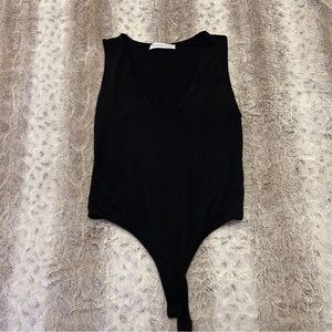 Seven Sisters Black Sleeveless V cut Bodysuit